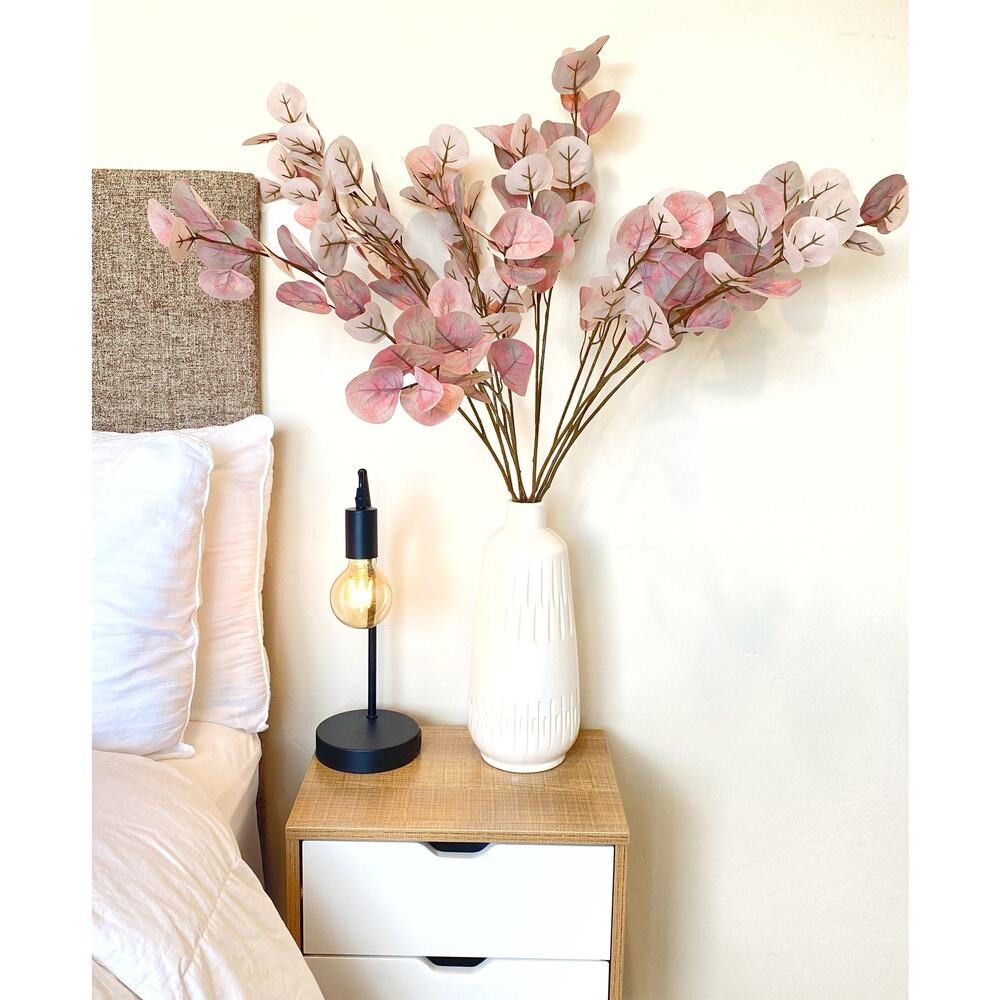 6x Pink Eucalyptus Spray Stem 32.5" - Faux Eucalyptus Branch blush pink